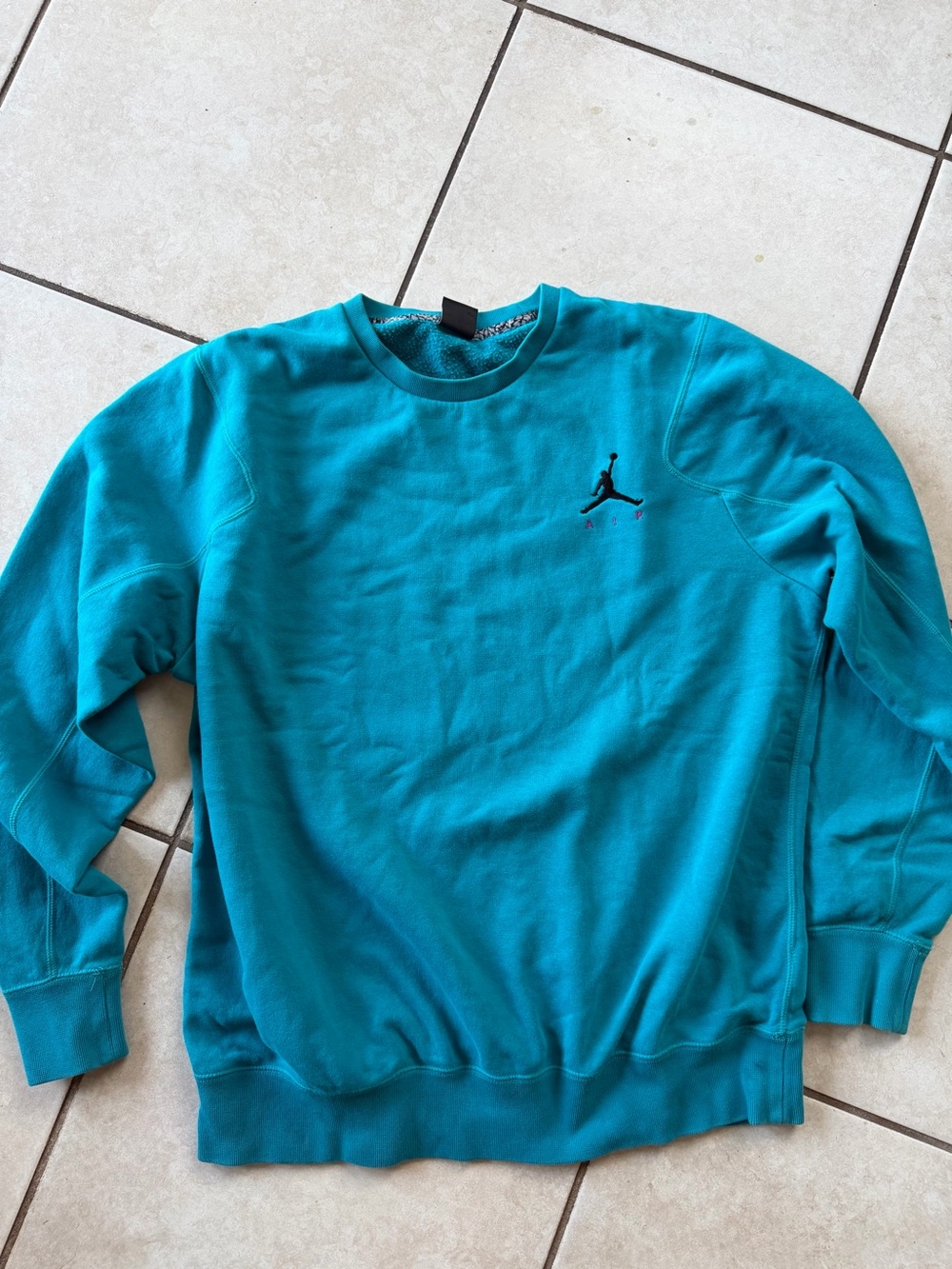 Nike Air Jordan Teal Turquoise Embroidered
Jumpman Crewneck Sweatshirt